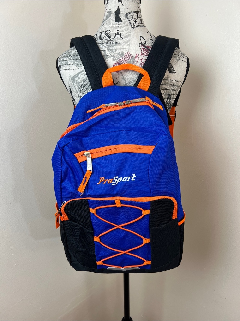 ProSport B2497 Blue & Orange Backpack School Travel Daypack NWT